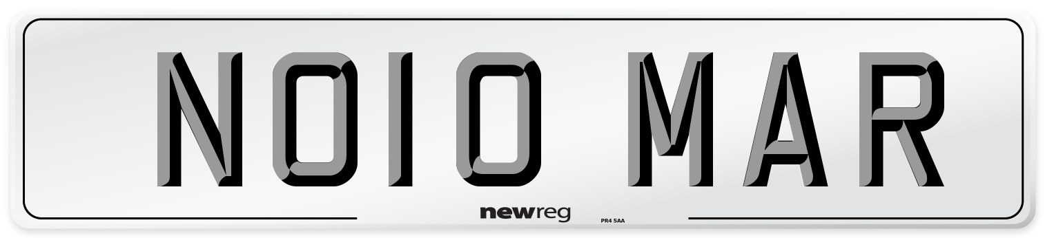 NO10 MAR Number Plate from New Reg